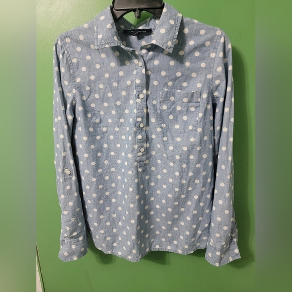 Tommy Hilfiger Blue and White Polka Dot Blouse - Picture 1 of 5